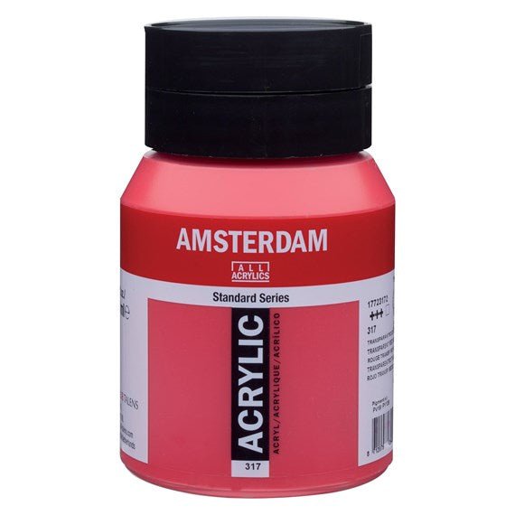 Amsterdam Acrylic 500ml 317 Transparent Red Medium - theartshop.com.au