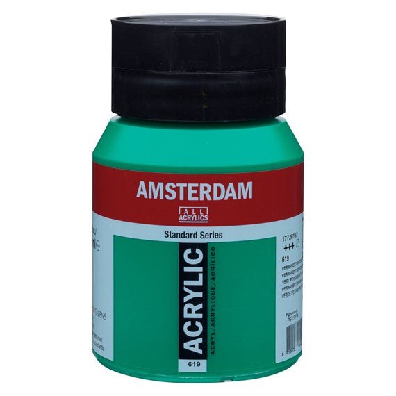 Amsterdam Acrylic 500ml 619 Permanent Green Deep - theartshop.com.au