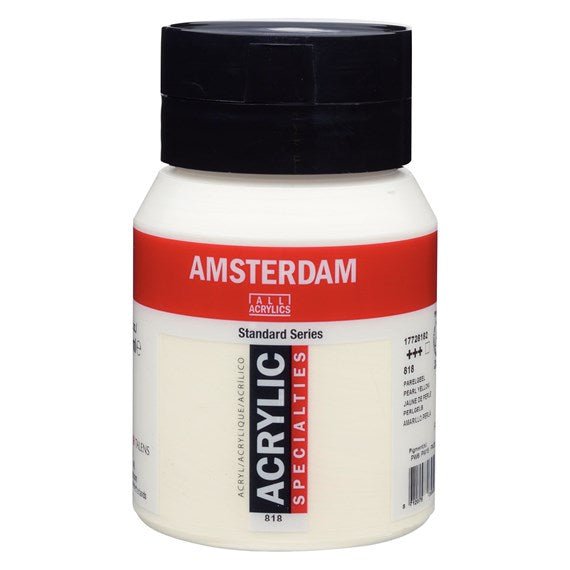 Amsterdam Acrylic 500ml 818 Pearl Yellow - theartshop.com.au