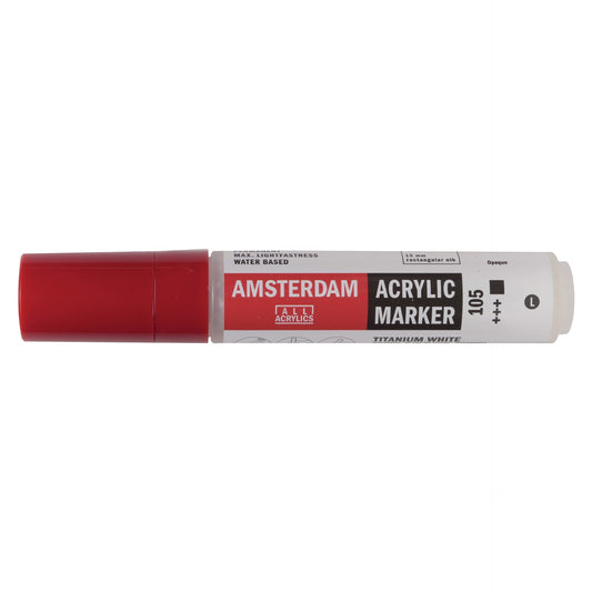 Amsterdam Acrylic Marker 105 Titanium White - Large 15mm Rectangular Nib - theartshop.com.au
