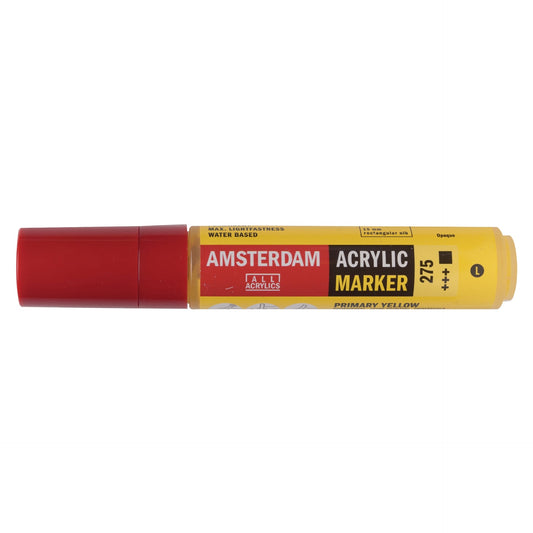 Amsterdam Acrylic Marker 275 Primary Yellow - Large 15mm Rectangular Nib - theartshop.com.au