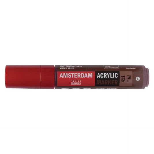 Amsterdam Acrylic Marker 411 Burnt Sienna - Large 15mm Rectangular Nib - theartshop.com.au