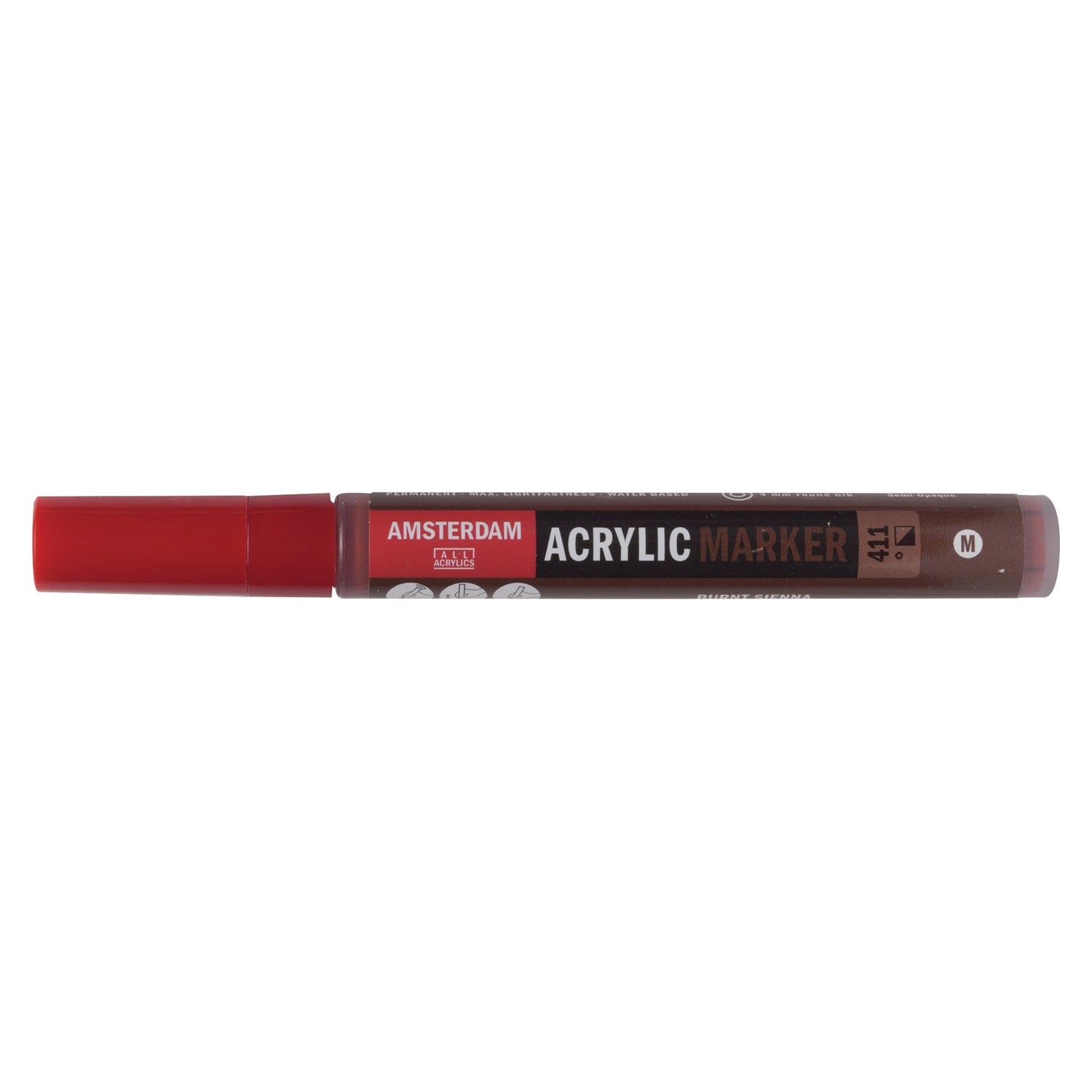 Amsterdam Acrylic Marker 411 Burnt Sienna - Medium 4mm Round Nib - theartshop.com.au