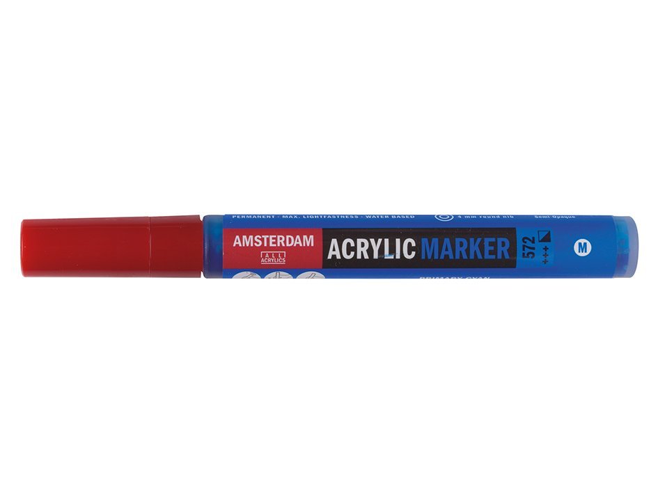 Amsterdam Acrylic Marker 572 Primary Cyan - Medium 4mm Round Nib - theartshop.com.au