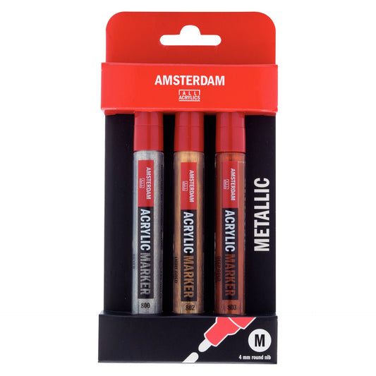 Amsterdam Acrylic Marker Metallic Pack - 3 Colours - theartshop.com.au