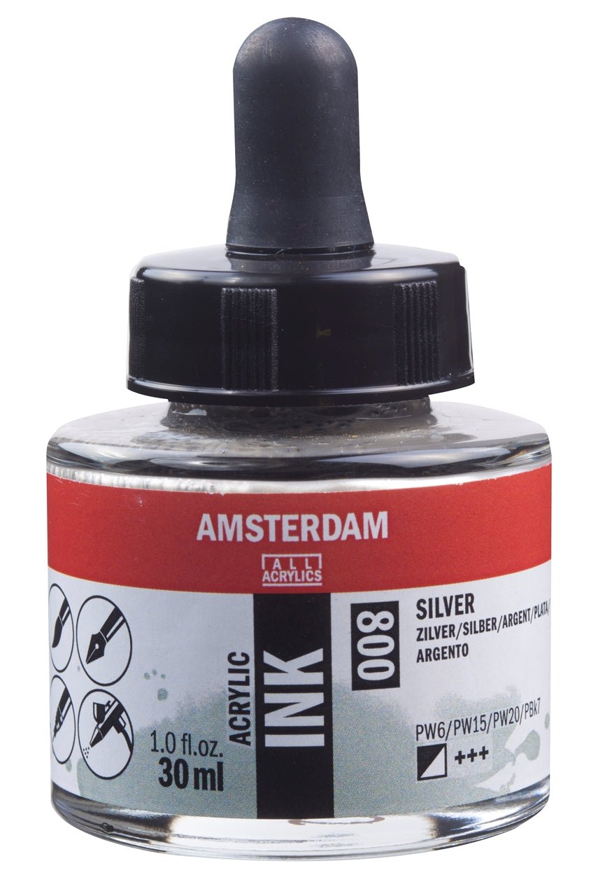 Amsterdam Ink 30ml 800 Silver - theartshop.com.au