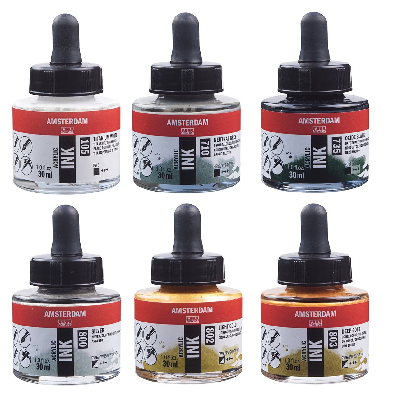 Amsterdam Ink 30ml Lettering Set 6 - theartshop.com.au