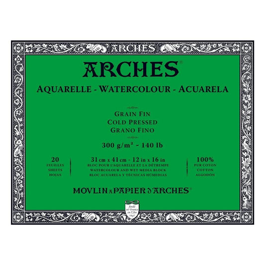 Arches Watercolour Blocks Medium CP 20 Sheets 310 x 410mm 300gsm - theartshop.com.au