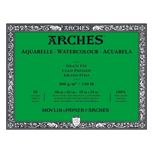 Arches Watercolour Blocks Medium CP 20 Sheets 460 x 610mm 300gsm - theartshop.com.au
