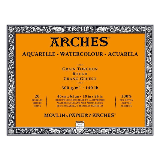 Arches Watercolour Blocks Rough 20 Sheets 460 x 610mm 300gsm - theartshop.com.au