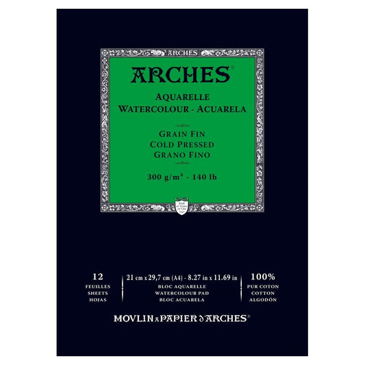Arches Watercolour Pad Medium CP, 12 Sheets A4 300gsm - theartshop.com.au