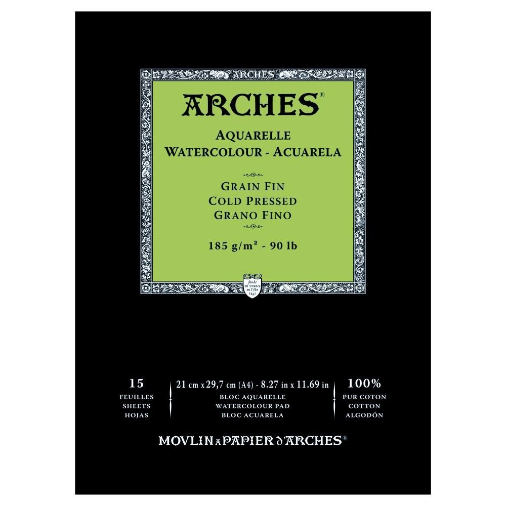 Arches Watercolour Pad Medium CP, 15 Sheets A4 185gsm - theartshop.com.au