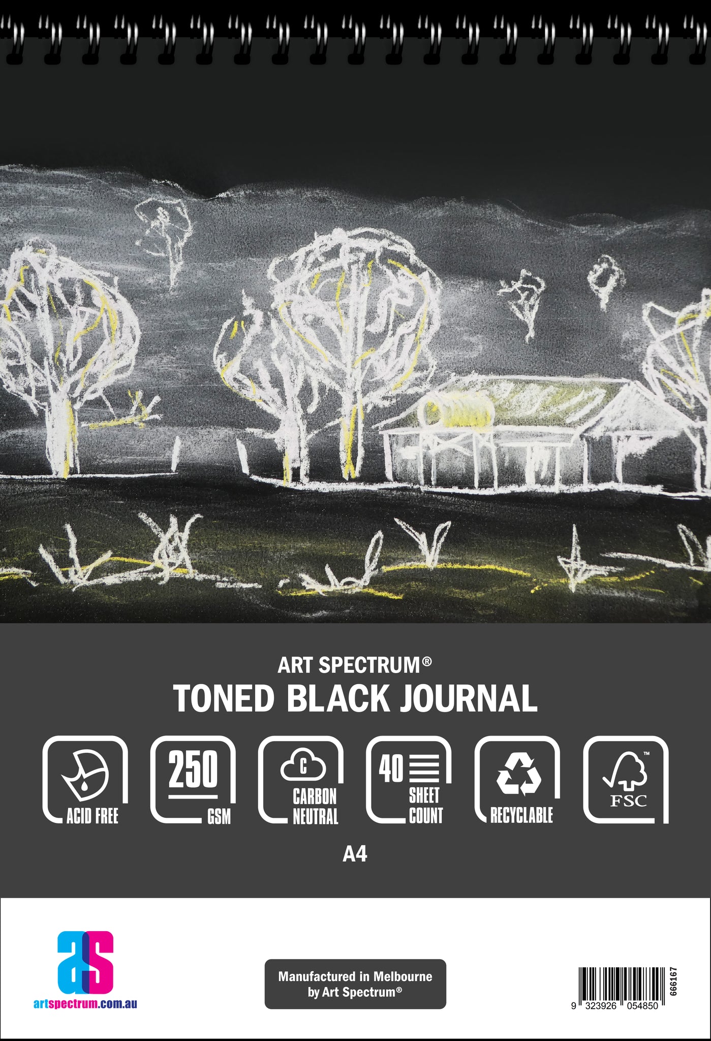 Art Spectrum Toned Journal 40 Sheet 250gsm A4 Black - theartshop.com.au