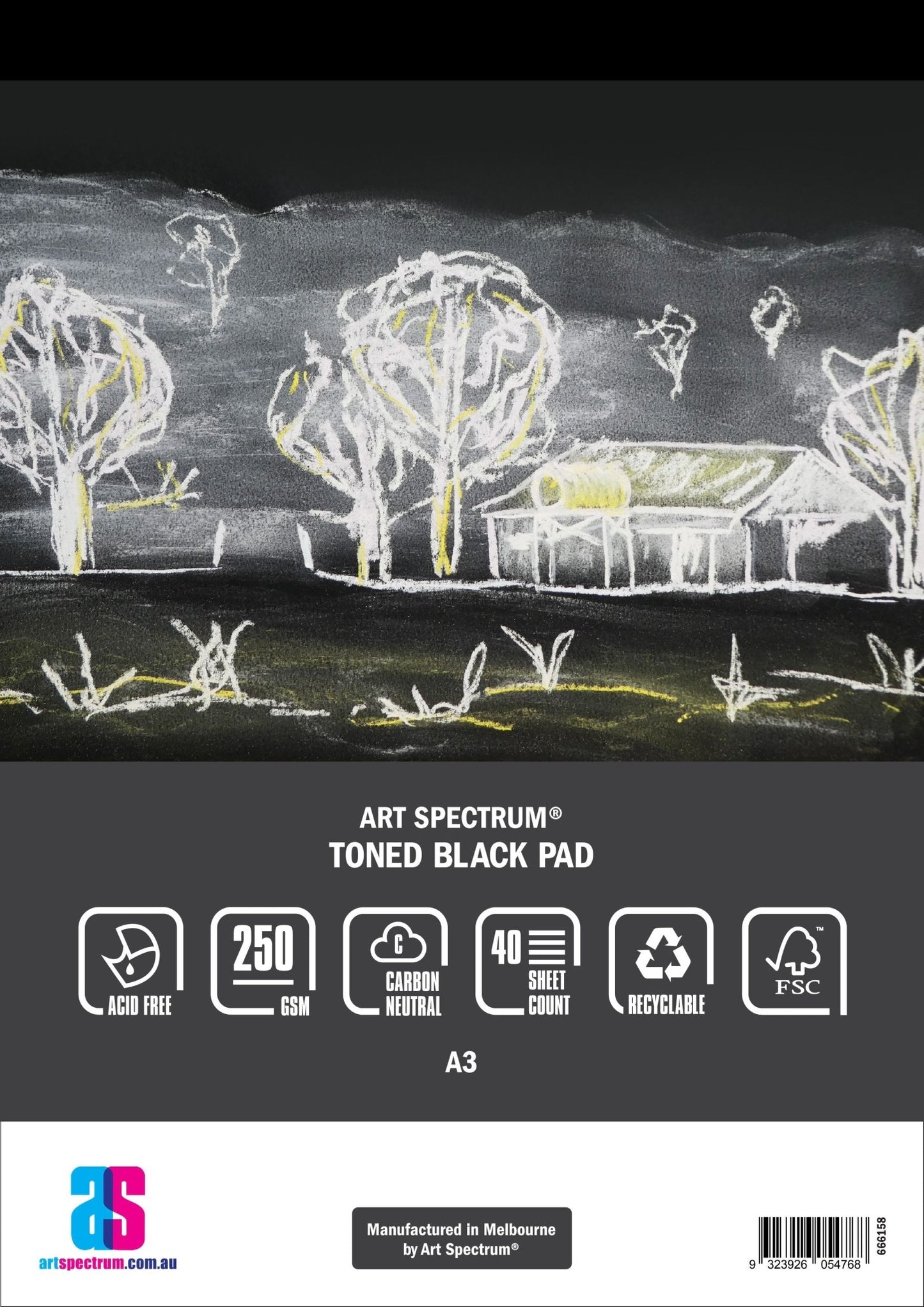 Art Spectrum Toned Pad 250gsm A3 Black - theartshop.com.au