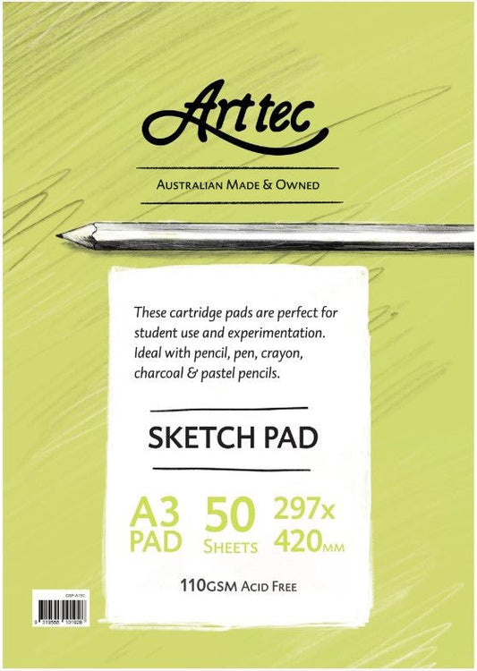 Arttec Cartridge Sketch Pad 110gsm A3 - theartshop.com.au