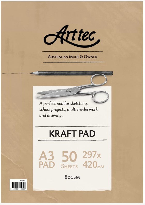 Arttec Kraft Paper Pad 80gsm A3 - theartshop.com.au