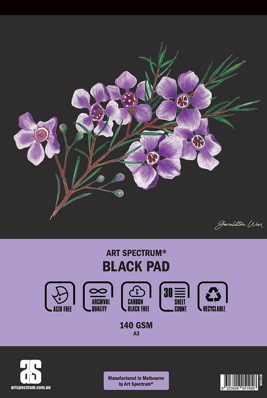 AS Black Pad A3 140gsm - 30 Sheets - theartshop.com.au