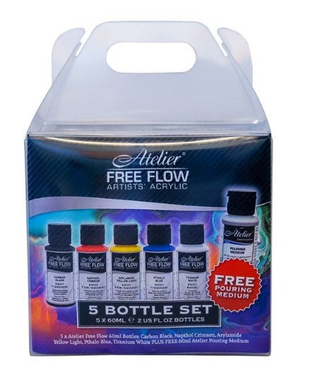 Atelier Free Flow 5 Bottle Set with Pouring Medium - theartshop.com.au