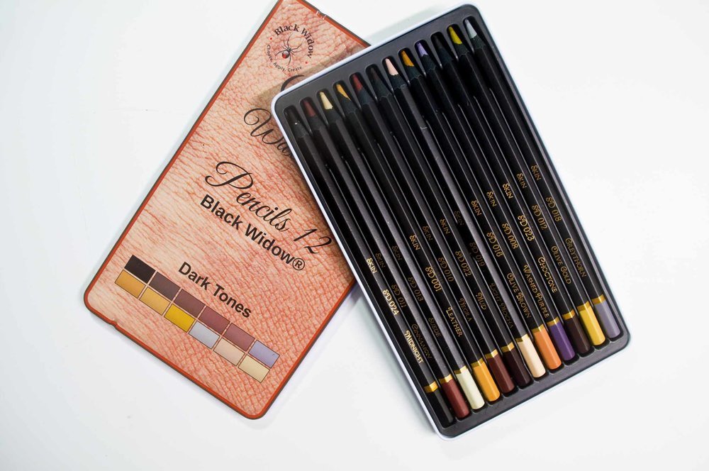 Black Widow Pencils Tin 12 Dark - theartshop.com.au