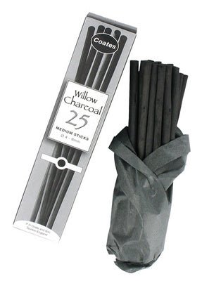 Coates Charcoal Medium Sticks (4-6mm) Box 25 - theartshop.com.au