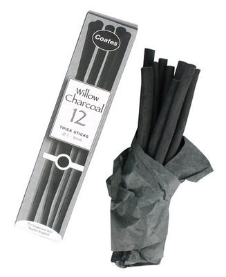 Coates Charcoal Thick Sticks (7-9mm) Box 12 - theartshop.com.au