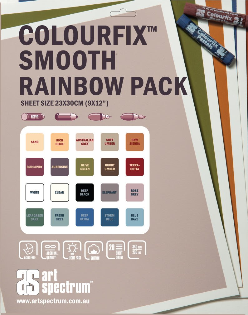 Colourfix Smooth Pack 23 x 30cm Rainbow Colours - theartshop.com.au