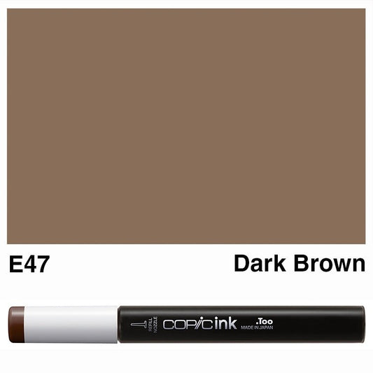 Copic Ink 12ml E47 Dark Brown - theartshop.com.au