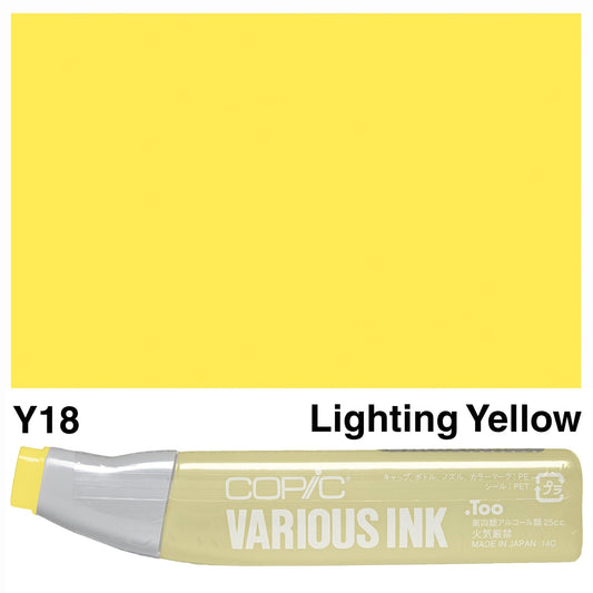Copic Various Ink Y18 Lightning Yellow - theartshop.com.au