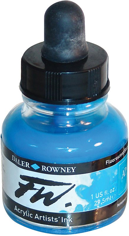 Daler FW Ink 29.5ml 100 Fluorescent Blue - theartshop.com.au