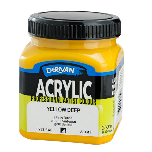 Derivan Artists Acrylic 250ml Yellow Deep - theartshop.com.au