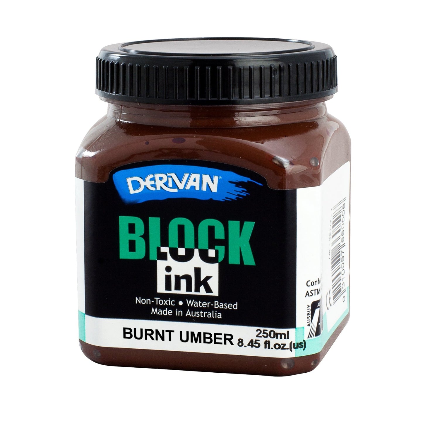 Derivan Block Printing Ink 250ml Burnt Umber (Brown) - theartshop.com.au