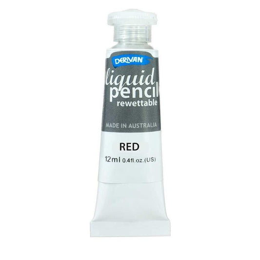 Derivan Liquid Pencil 12ml Rewettable Red - theartshop.com.au