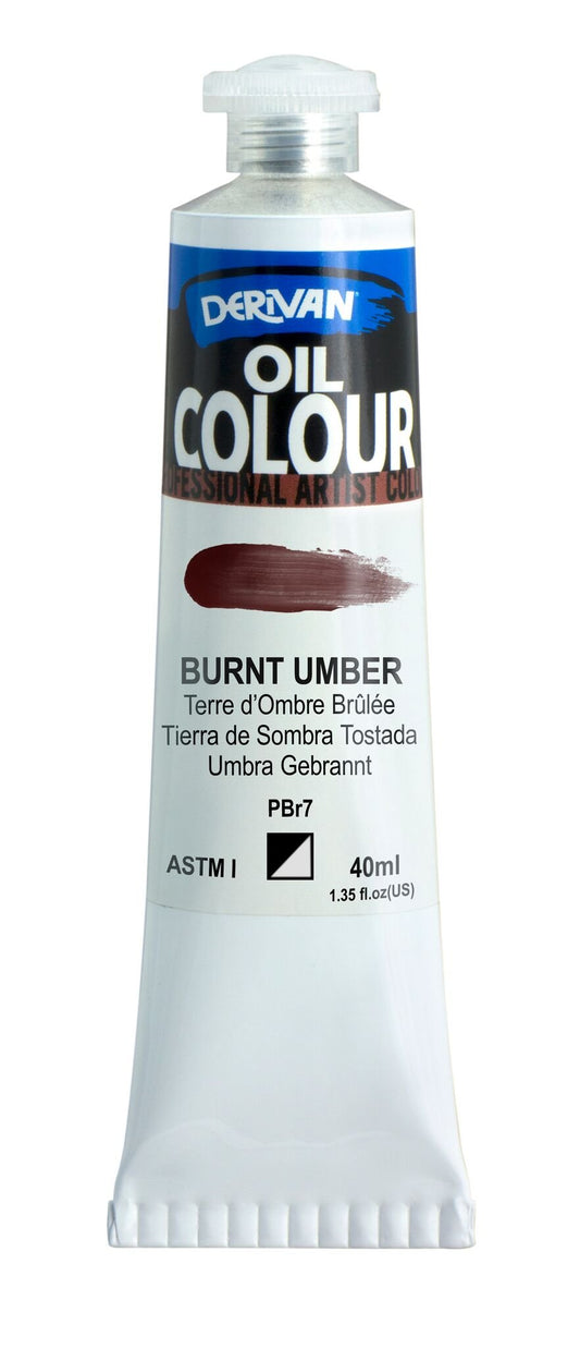 Derivan Oil Paint 40ml Burnt Umber - theartshop.com.au