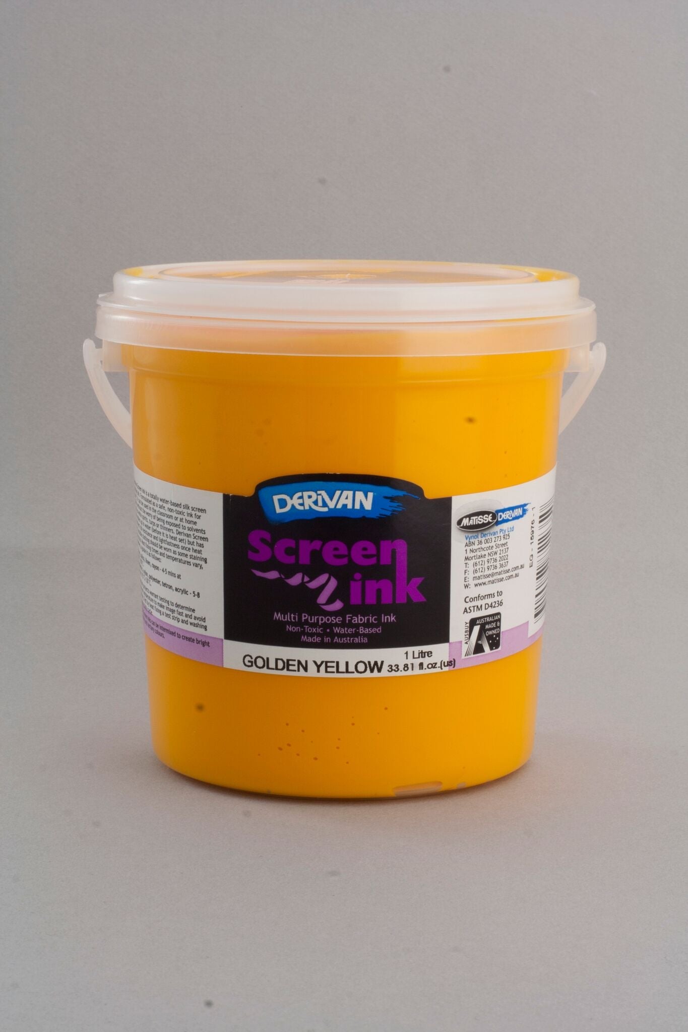 Derivan Screen Ink 1 Litre Golden Yellow - theartshop.com.au