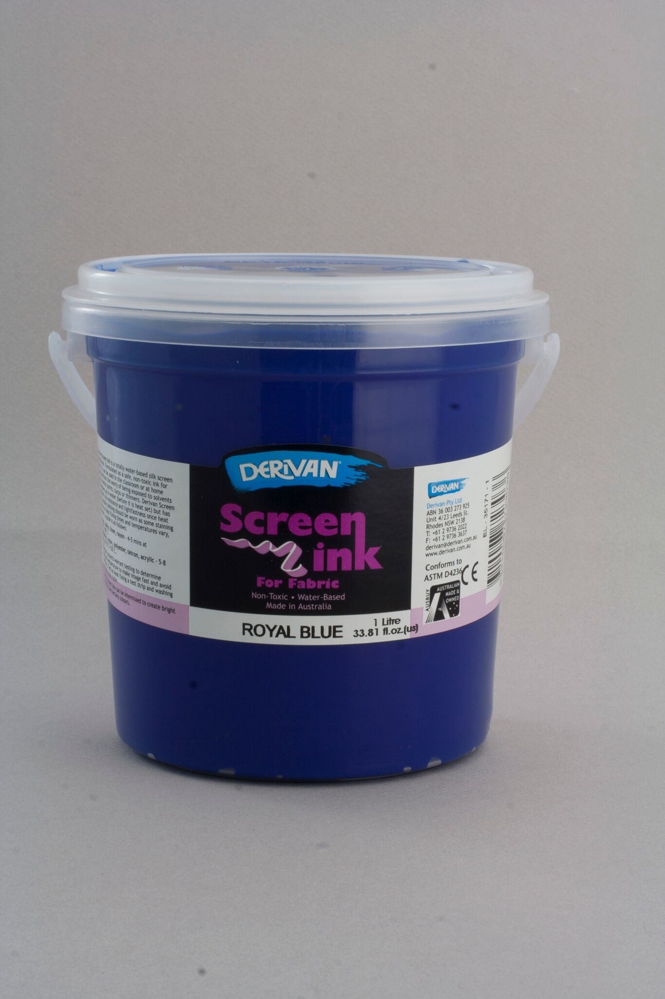 Derivan Screen Ink 1 Litre Royal Blue - theartshop.com.au