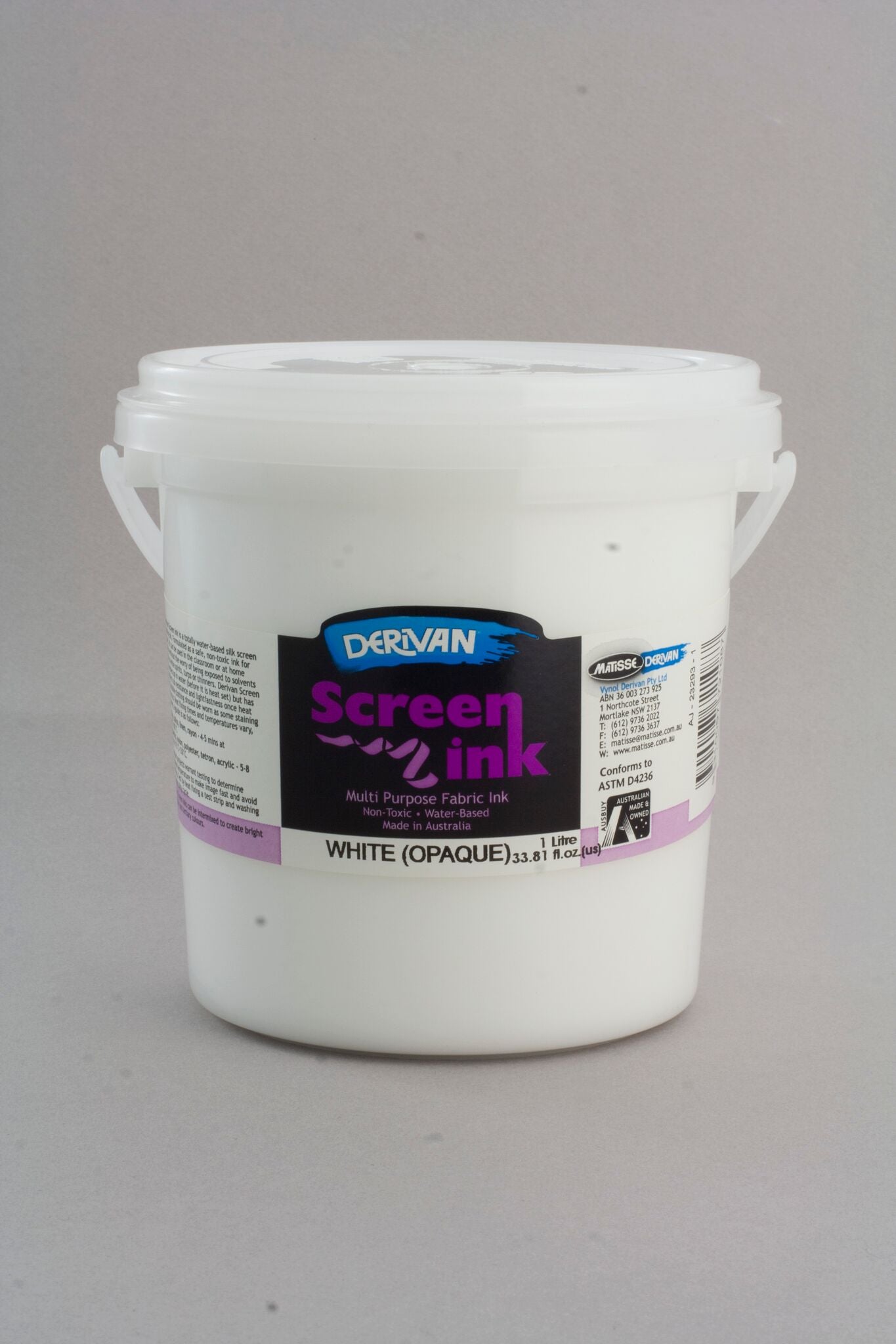 Derivan Screen Ink 1 Litre White (Opaque) - theartshop.com.au