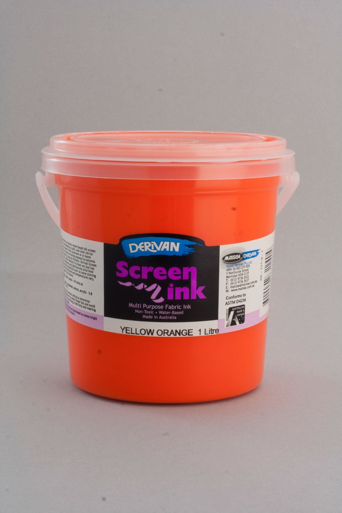 Derivan Screen Ink 1 Litre Yellow Orange - theartshop.com.au