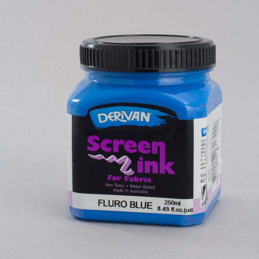 Derivan Screen Ink 250ml Fluro Blue - theartshop.com.au