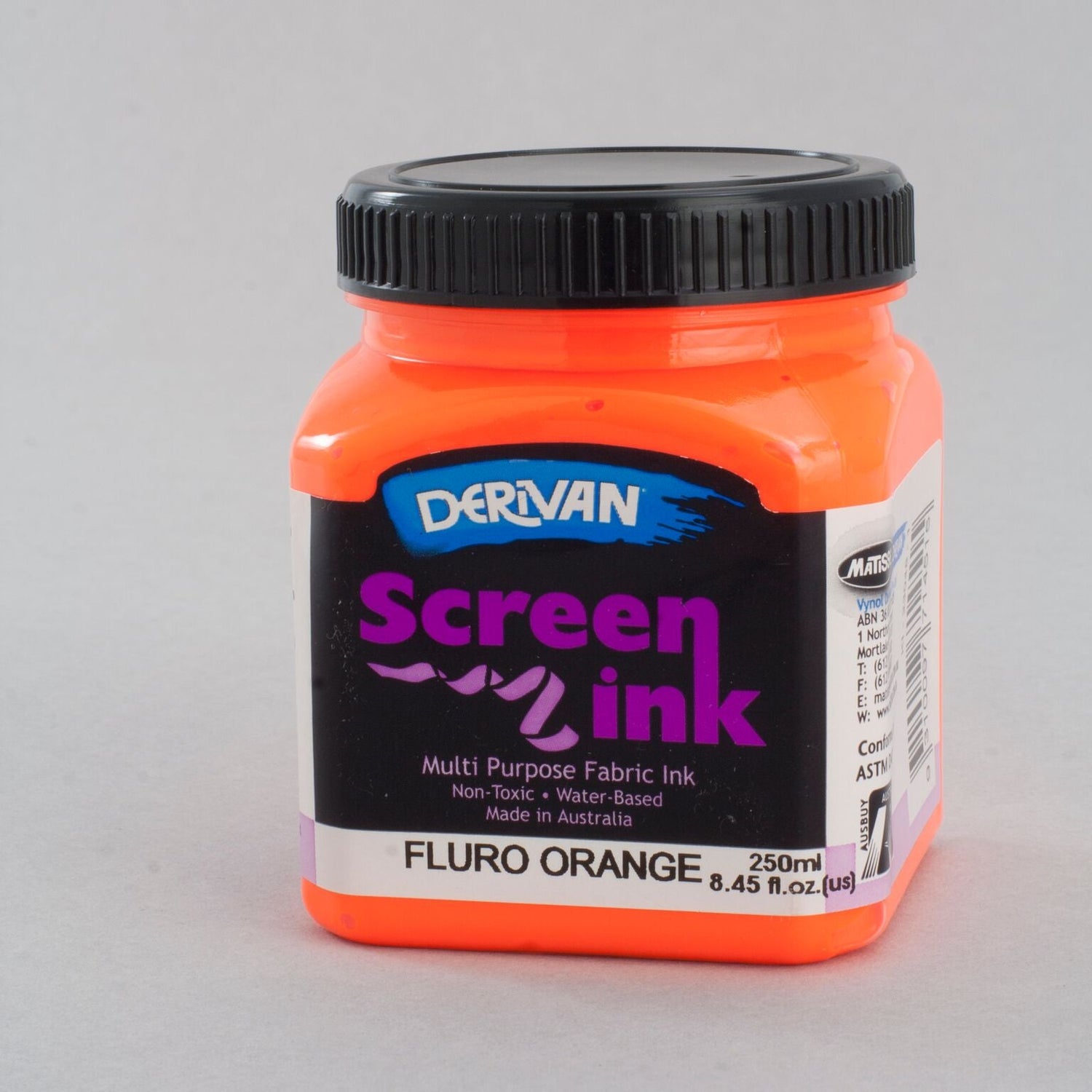 Derivan Screen Ink 250ml Fluro Orange - theartshop.com.au