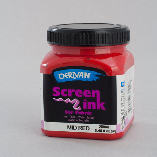 Derivan Screen Ink 250ml Mid Red - theartshop.com.au