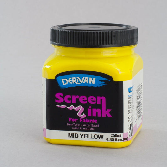 Derivan Screen Ink 250ml Mid Yellow - theartshop.com.au