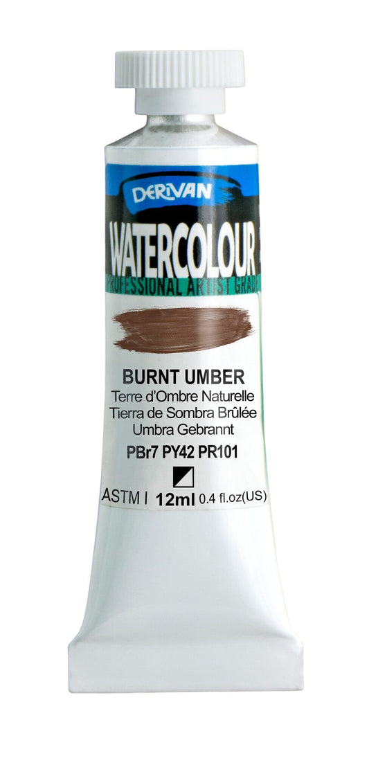 Derivan Watercolour 12ml Burnt Umber - theartshop.com.au