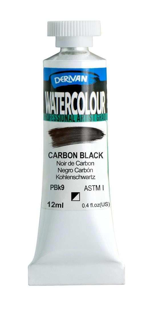 Derivan Watercolour 12ml Carbon Black - theartshop.com.au