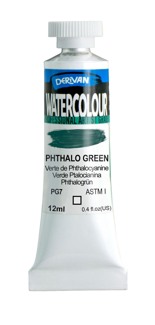Derivan Watercolour 12ml Phthalo Green - theartshop.com.au