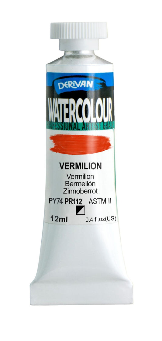 Derivan Watercolour 12ml Vermilion - theartshop.com.au