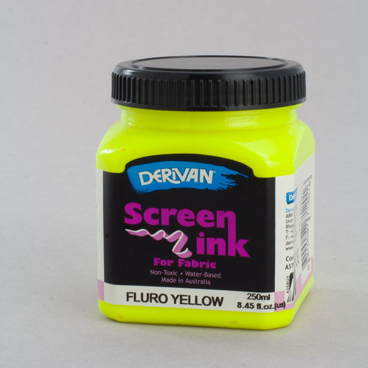 DerivanScreen Ink 250ml Fluro Yellow - theartshop.com.au