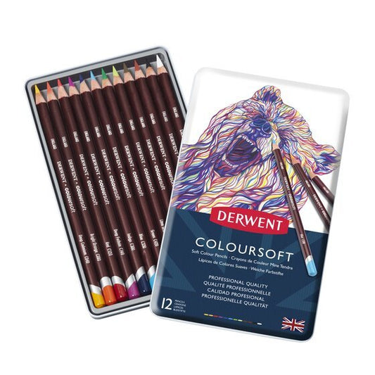 Derwent Coloursoft Pencils Tin 12 - theartshop.com.au