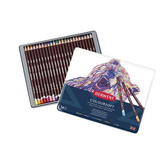 Derwent Coloursoft Pencils Tin 24 - theartshop.com.au