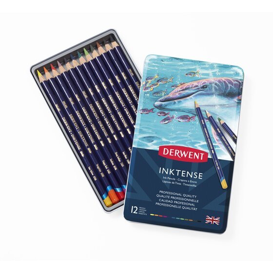 Derwent Inktense Pencils Tin 12 - theartshop.com.au