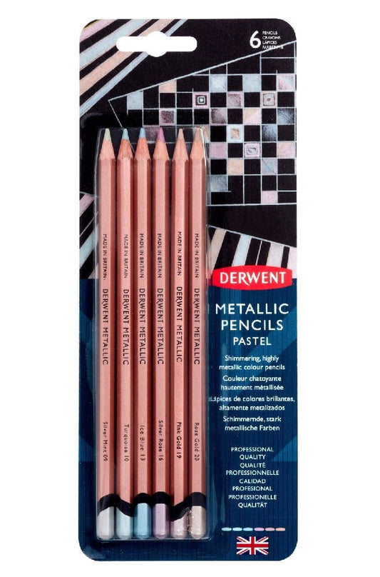 Derwent Metallic Pencils (Non-Soluble) Pastel Pack 6 - theartshop.com.au